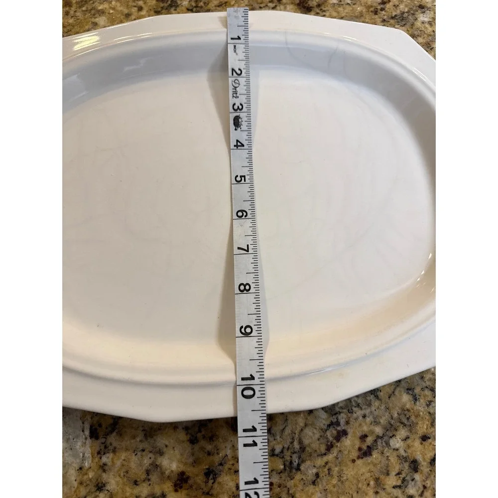 Pfaltzgraff Heritage White Oval Serving Platter 14‎ Inch Octagonal Stoneware USA